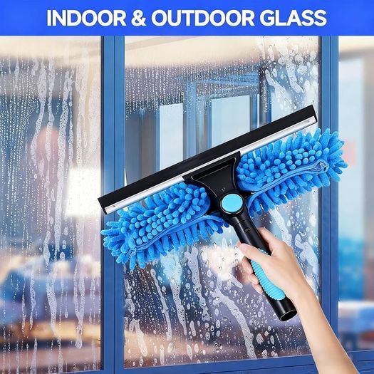 Window Cleaning Equipment with Extension Pole 70in 180 Rotatable Squeegee & Microfiber Scrubber,176cm Professional Window Cleaning Kit for High Windows, Shower Glass, Car and Mirror