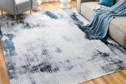 Washable Rugs Living Room 80x150cm Short Pile Area Rugs Non Shedding Carpet Rug for Bedroom Modern Abstract Bedroom Rug Machine Washable Rug Faux Wool Rug Non Slip Rug Soft Touch Rugs Blue