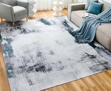 Washable Rugs Living Room 80x150cm Short Pile Area Rugs Non Shedding Carpet Rug for Bedroom Modern Abstract Bedroom Rug Machine Washable Rug Faux Wool Rug Non Slip Rug Soft Touch Rugs Blue
