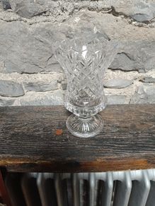 Vintage Heavy Cut Crystal Thistle Vase - Diamond Cut