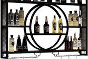 Wine Rack Wall Mounted, 120cm Wall Wine Rack With Wine Glass Holder, 3-Tiers Iron Bar Shelves Cabinet, Wine Racks For Home Cupboard, Restaurant, Bar Display Liquor Bottles