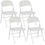 4-piece Set Folding Chairs, Portable Office Chairs, Metal Legs, Foldable Chair for Office, Reception, Waiting Room, Faux Leather, White Image 4