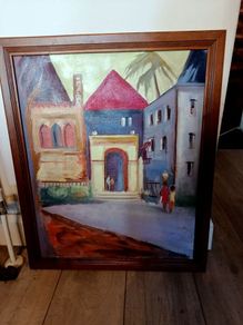 Signed painting in wooden frame