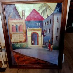 Signed painting in wooden frame