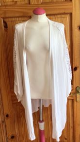 Yours White Cardigan with Lace insert sleeves Uk30/32 postage included