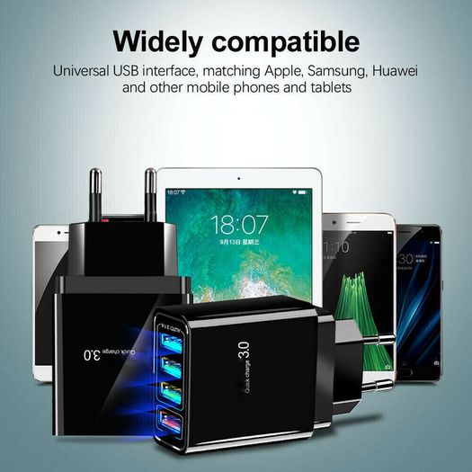 QC 3.0 USB 4 Ports UK Wall Fast Charger 36W (Brand New/Warranty)
