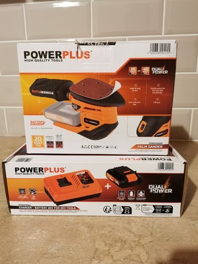 Palm Sander Powerplus + Charger + Battery 20v 2.0ah Cordless Power Tool Woodworking