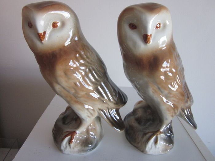 Pair of Vintage Porcelain Owls