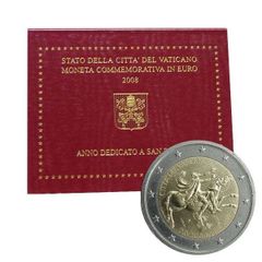 Vatican 2 Euro Commemorative Coin 2008 - Saint Paul's Year. In Blister/ Folder Card. BU