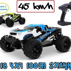 RC Remote Control Car 45 km/h, 1:18, Replacemnet body 2 Batteries, 4 x 4 Drive, 100 m Range