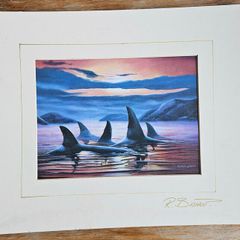 Painting by R Bishop signed in cardboard frame
