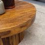 Round Solid Wood Coffee Table 60cm  Modern Wooden Living Room Accent Table Image 3