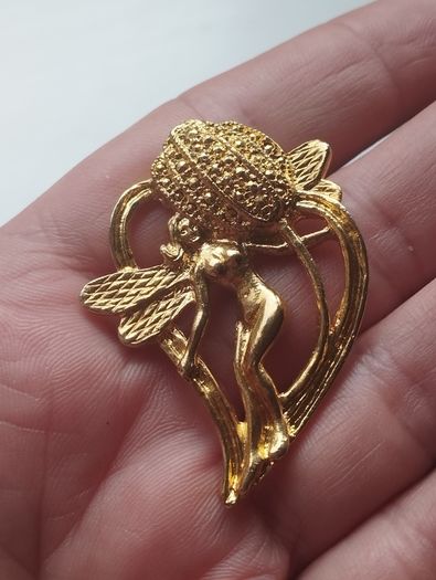 "Forest Fairy" vintage Art Nouveau-style brooch.