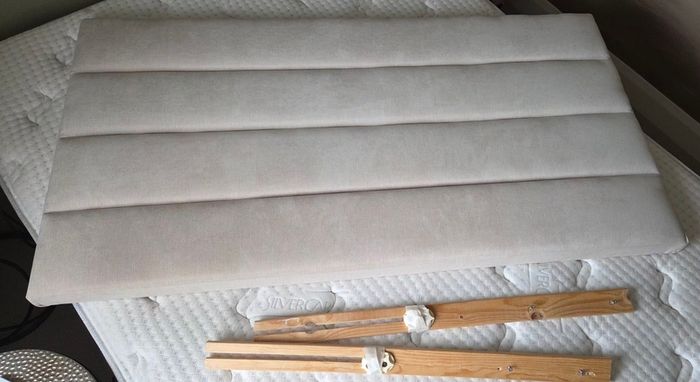 King size bed + headboard + mattress + bedside tables + lamps
