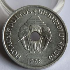 Three Headed Elephant Airavata 1952 Laos 20 Cents