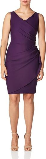 Alex Evenings Women's Slimming Short Ruched Dress with Ruffle Skirt, 36 / S