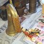 Antique Brass Military Bugle features a Distinctive Cap Badge Image 3