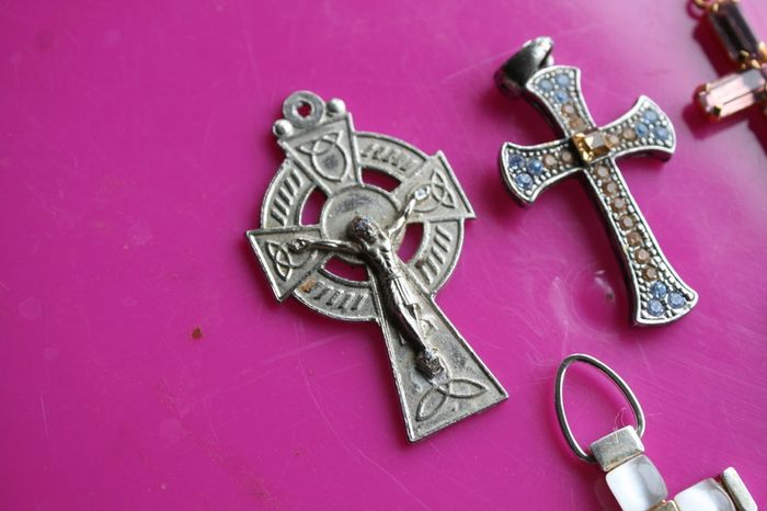 Collection of 5 Crosses Jesus Christian Onyx Zirconia Others 5cm , 3,5cm