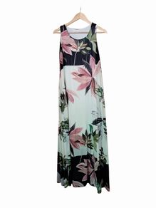 Lily print pleated chiffon maxi dress