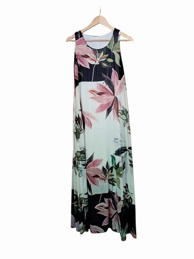 Lily print pleated chiffon maxi dress