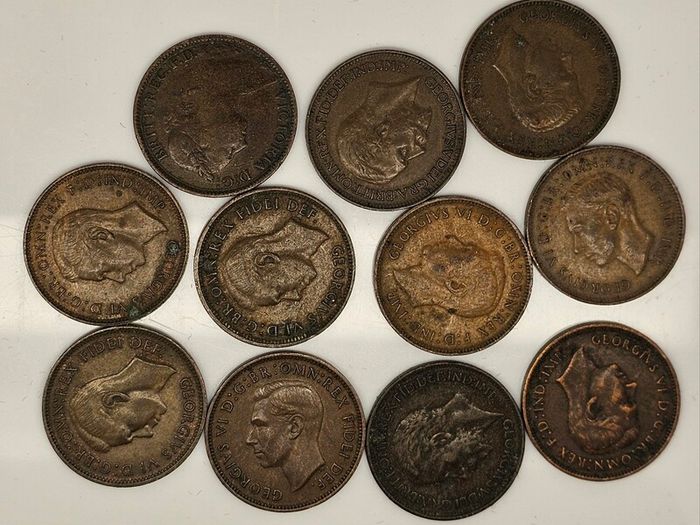 Great Britain 1/4d Farthing Lot 1886 1934 1926 1939 1943 1944 1945 1947 1951 1952x2