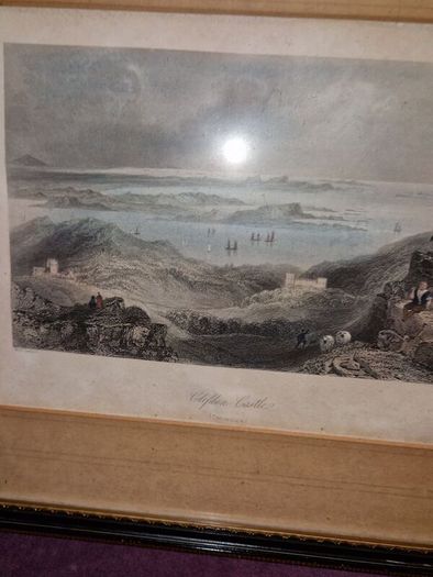 Antique engraving of Clifden Castle framed