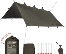 CharaVector Tarp Event Shelter Ground Sheets Gazebo 300x400cm Hammock Rain Fly Tent Tarp Tarpaulin Cover Lightweight Waterproof Windproof Sunshade for Yard Outdoor Travel Adventure Beach Coffee