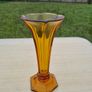Art deco bohemia glass amber vase Image 2