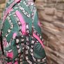 Vintage 1960s 1970s Dark Green & Pink abstract shift dress Dagger Collar size M/L  Postage included Image 9