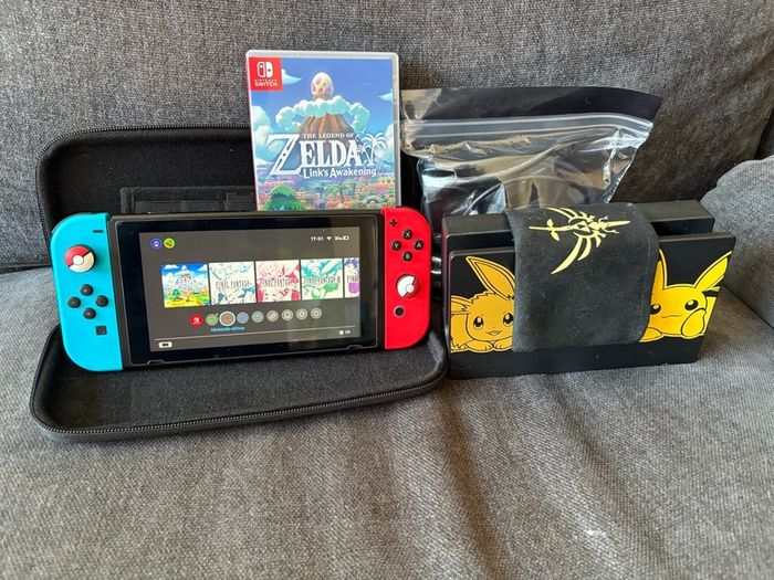 Nintendo Switch w/ Pikachu & Eevee Dock + 256GB + Extras