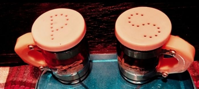 Vintage Amber Glass Irish Salt And Pepper Shakers