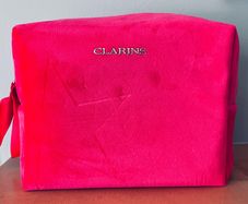 New Clarins Red Velvet Make Up and Toiletry Bag