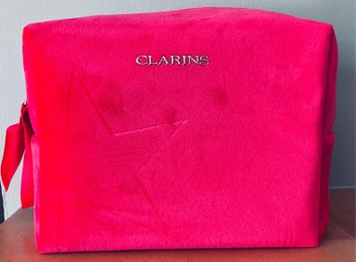 New Clarins Red Velvet Make Up and Toiletry Bag