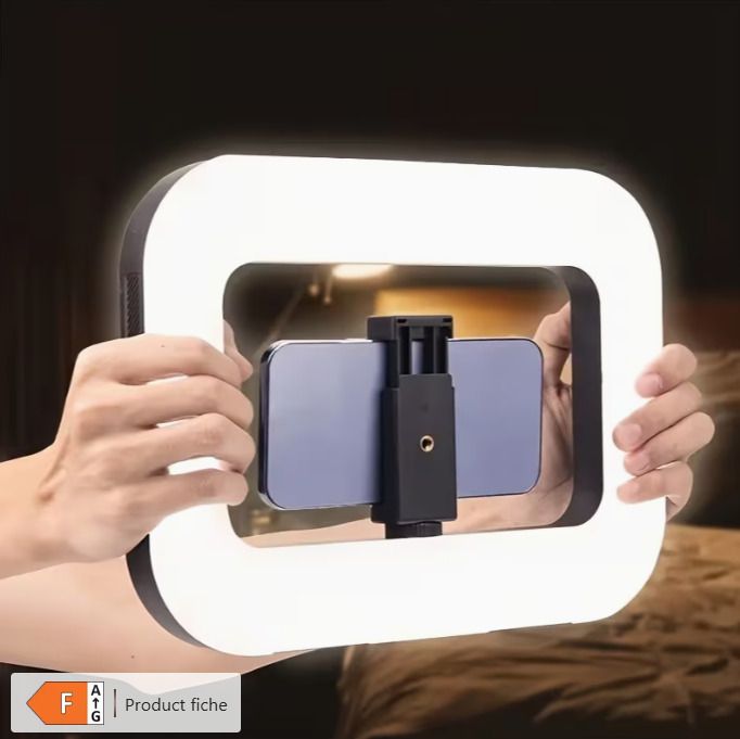 Smartphone Camera Stand, Handheld Circular Selfie Light Kit,