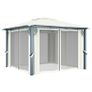 Gazebo with Curtain and String Lights 300x300 cm Cream Aluminium Image 3