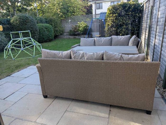 All-Weather Rattan Outdoor Garden Corner Dining Set + Storage Box and Cushions