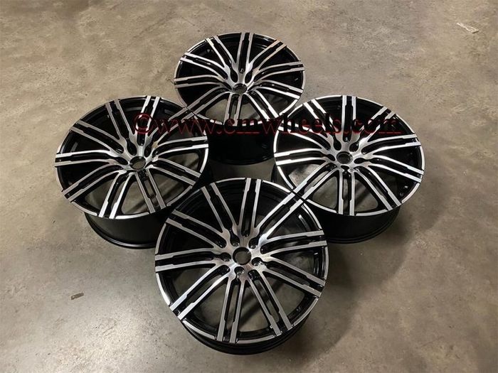 21" Inch Porsche Macan Turbo Style Alloy Wheels Gloss black polished 5x112 66.6