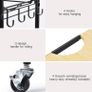 Kitchen Island Storage Trolley with Wine Rack, Serving Trolleys with Utility Wood Tabletop, 4-Tier Rolling Cart with Basket Drawer Lockable Casters for Home, Dining Room, Restaurant, Hotel (FREE POSTAGE) Image 3