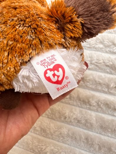 Ty Beanie Boos Rusty the Raccoon TySilk Beanie Soft Plush approx. 15 cm. Used Please see photos