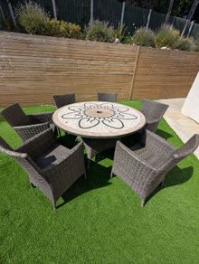 Premium 6-Seater Stone Mosaic Garden Dining