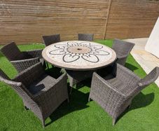 Premium 6-Seater Stone Mosaic Garden Dining