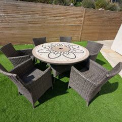 Premium 6-Seater Stone Mosaic Garden Dining