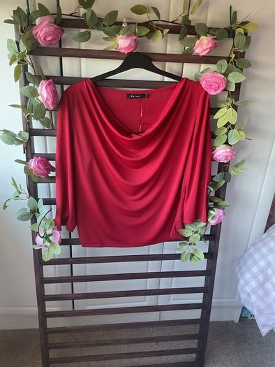 top Bnwt baloot brand size large (14) drape neckline wine/red shade