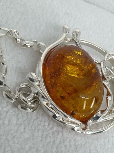 Silver bracelet Amber Solitaire Bracelet A Piece of Ancient Sunlight