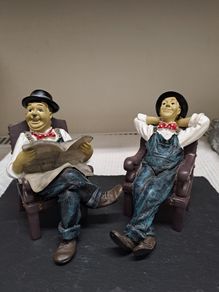 Laurel and Hardy Style Comedy Figures Pair