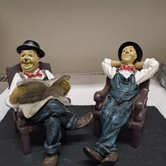 Laurel and Hardy Style Comedy Figures Pair