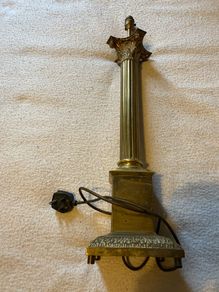 Vintage Brass Corinthian Column Table Lamp Fair Condition Working