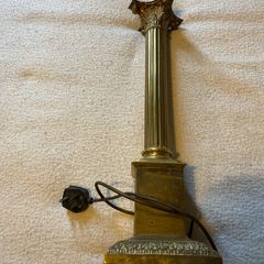 Vintage Brass Corinthian Column Table Lamp Fair Condition Working