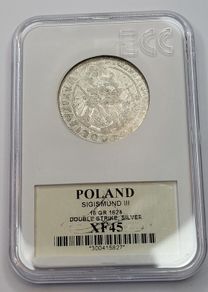 POLAND Ort 1624 double strike rare silver coin