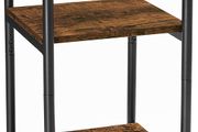 _side table, bedside table, with 3 levels, for bedroom, steel frame, for living room, bedroom, industrial design, vintage brown-black